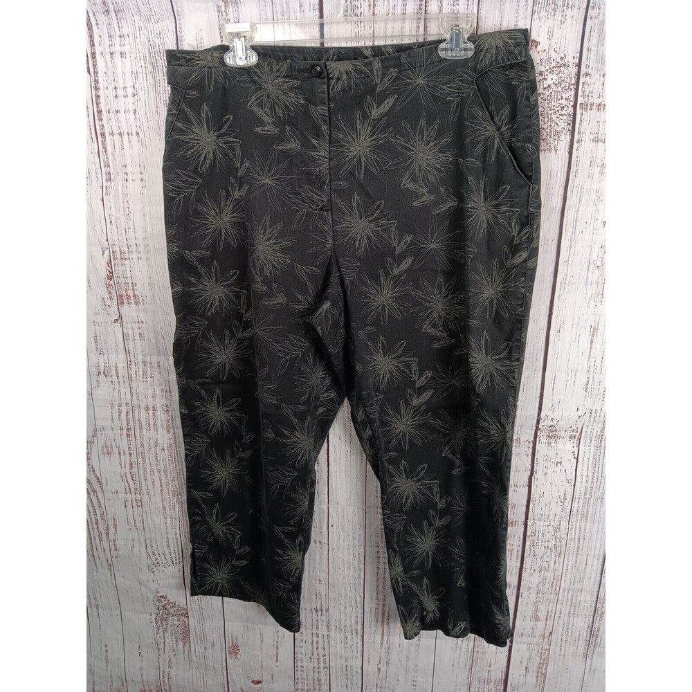 kathy ireland Crop pants Women’s 16 Floral Gray Cotton Blend